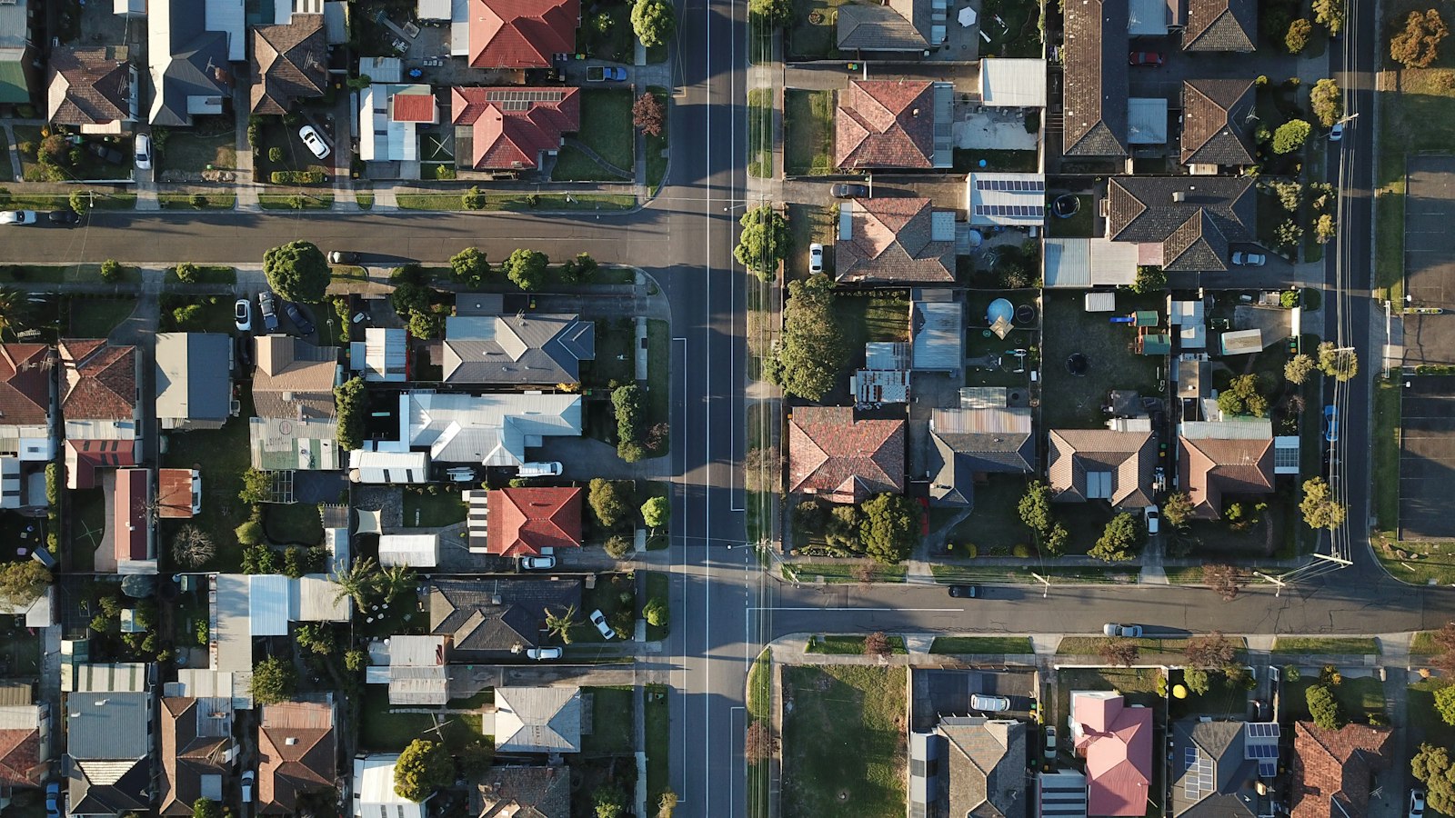 Aerial view of Greater Toronto Area suburban rooftops